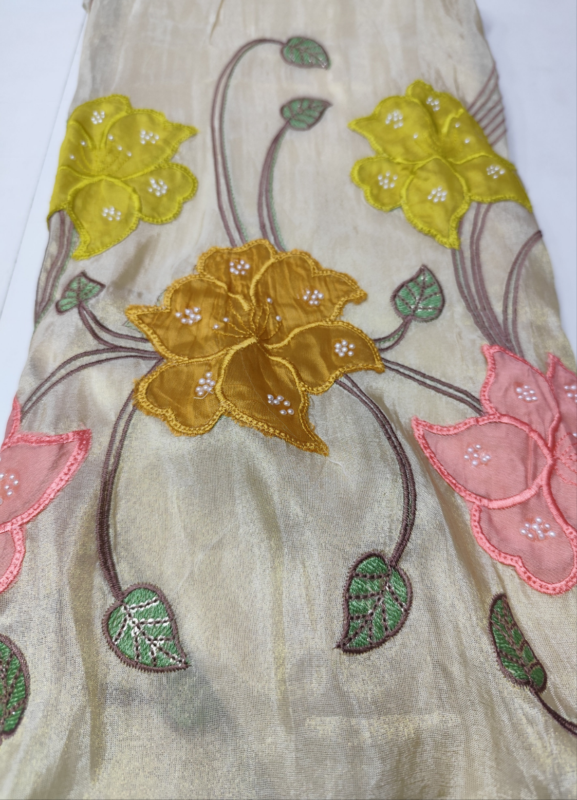 Partywear Tissue unstitched Suit with dupatta and bottom