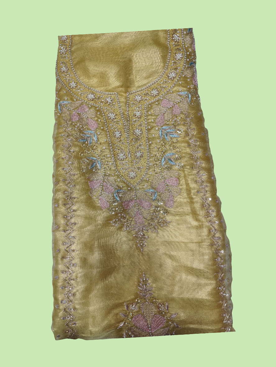 SHASHA SILK PARTYWEAR UNSTITCHED SUITS MOTI WORK DESIGNER DUPATTA