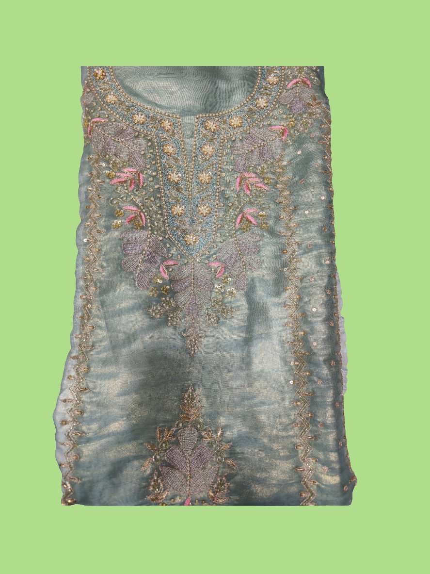 SHASHA SILK PARTYWEAR UNSTITCHED SUITS MOTI WORK DESIGNER DUPATTA