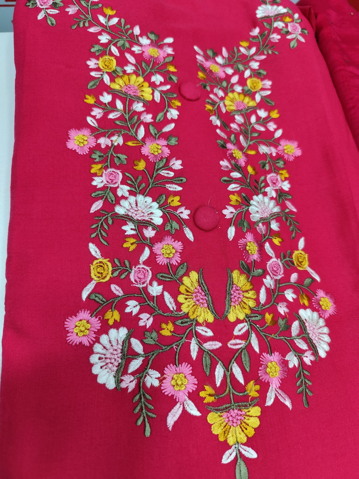 Pure cotton unstitched suit with cotton dupatta and bottom