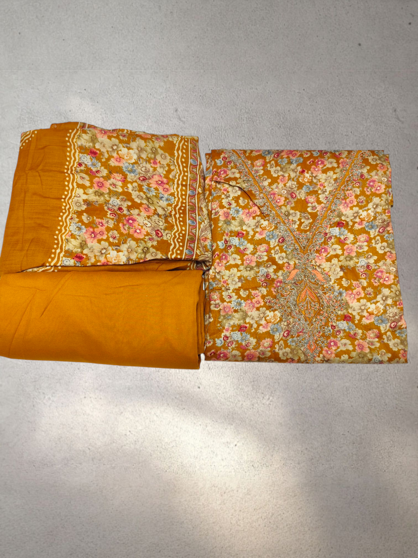 Fancy Suit Gala Work Unstitched Suit With Print Dupatta