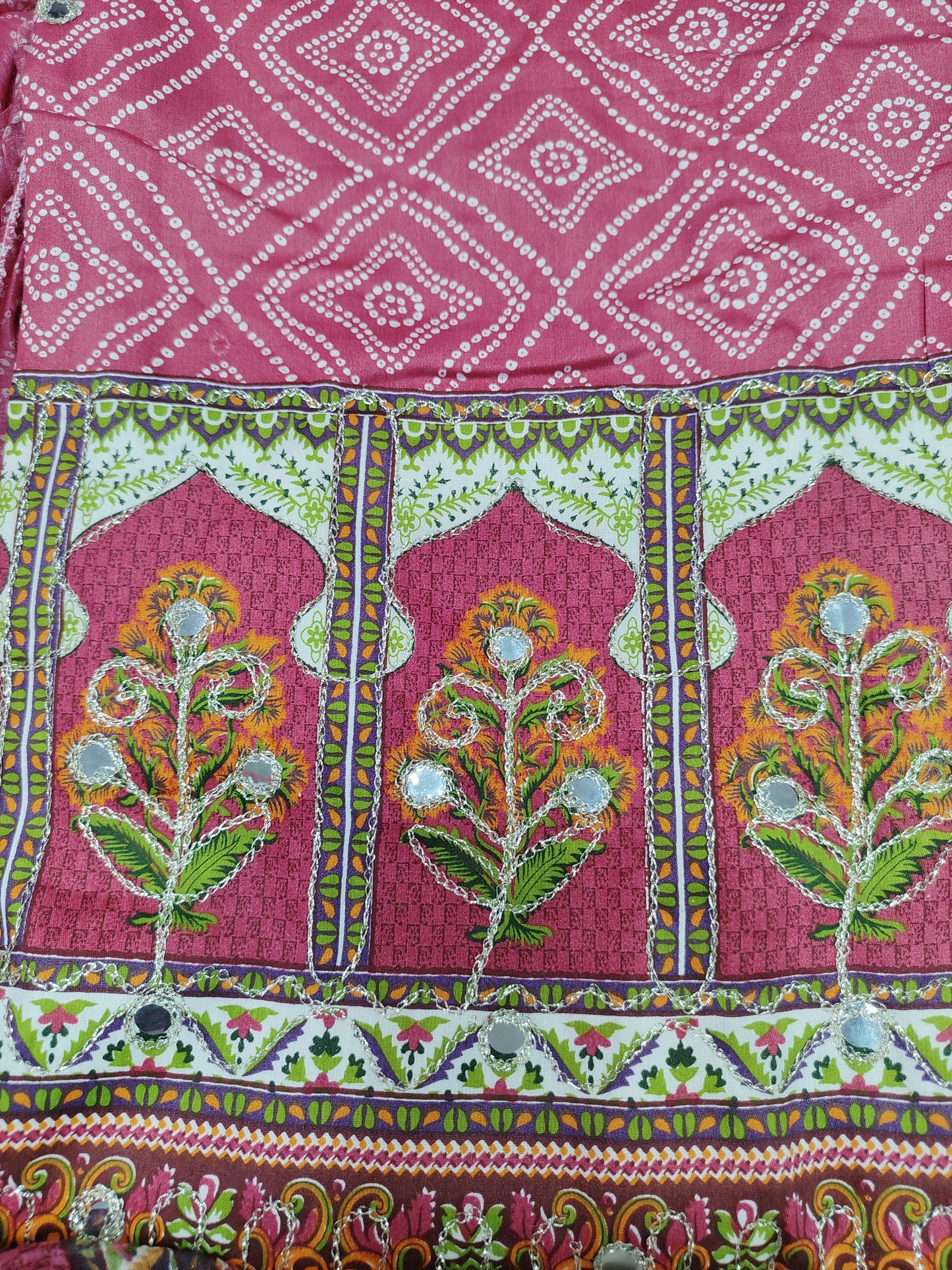 Cotton Unstitched Suit with Reyon Salwar Nazneen Dupatta