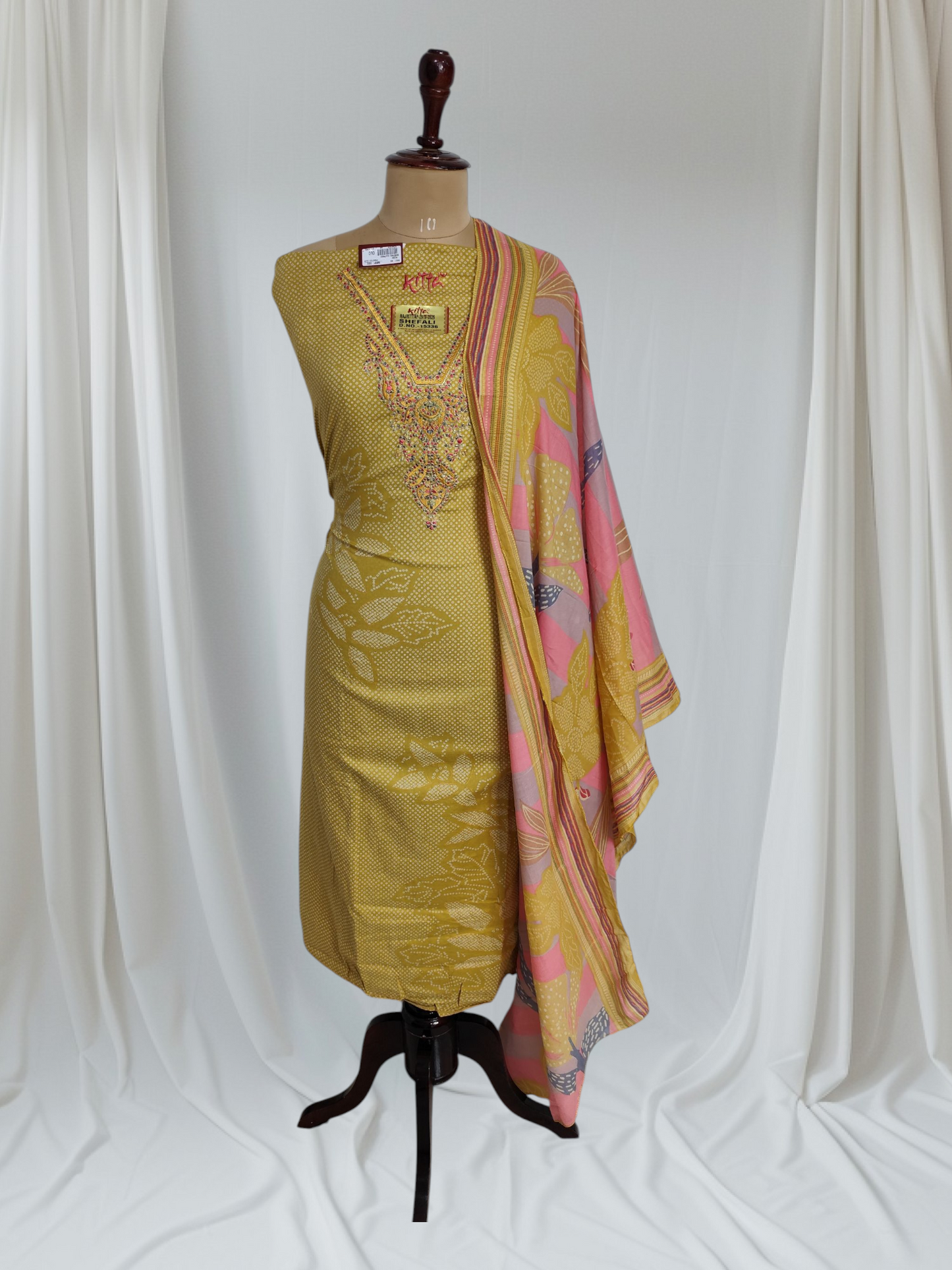 Pure Cambric Foil Flower Print With Embroidery V Neck Work Unstitched Suit