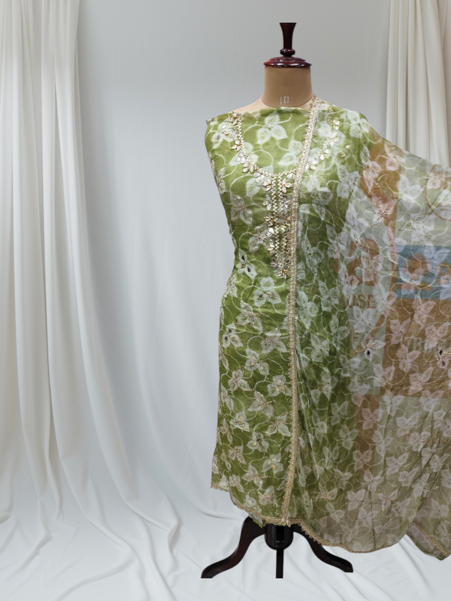 Designer Silk Salwar and Partywear Thread Gotta Work Unstitched Suit