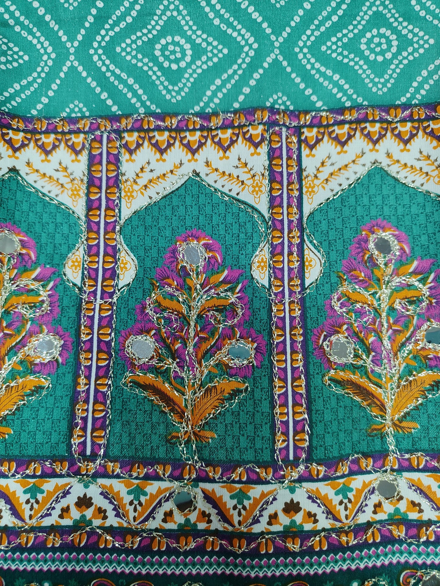 Cotton Unstitched Suit with Reyon Salwar Nazneen Dupatta