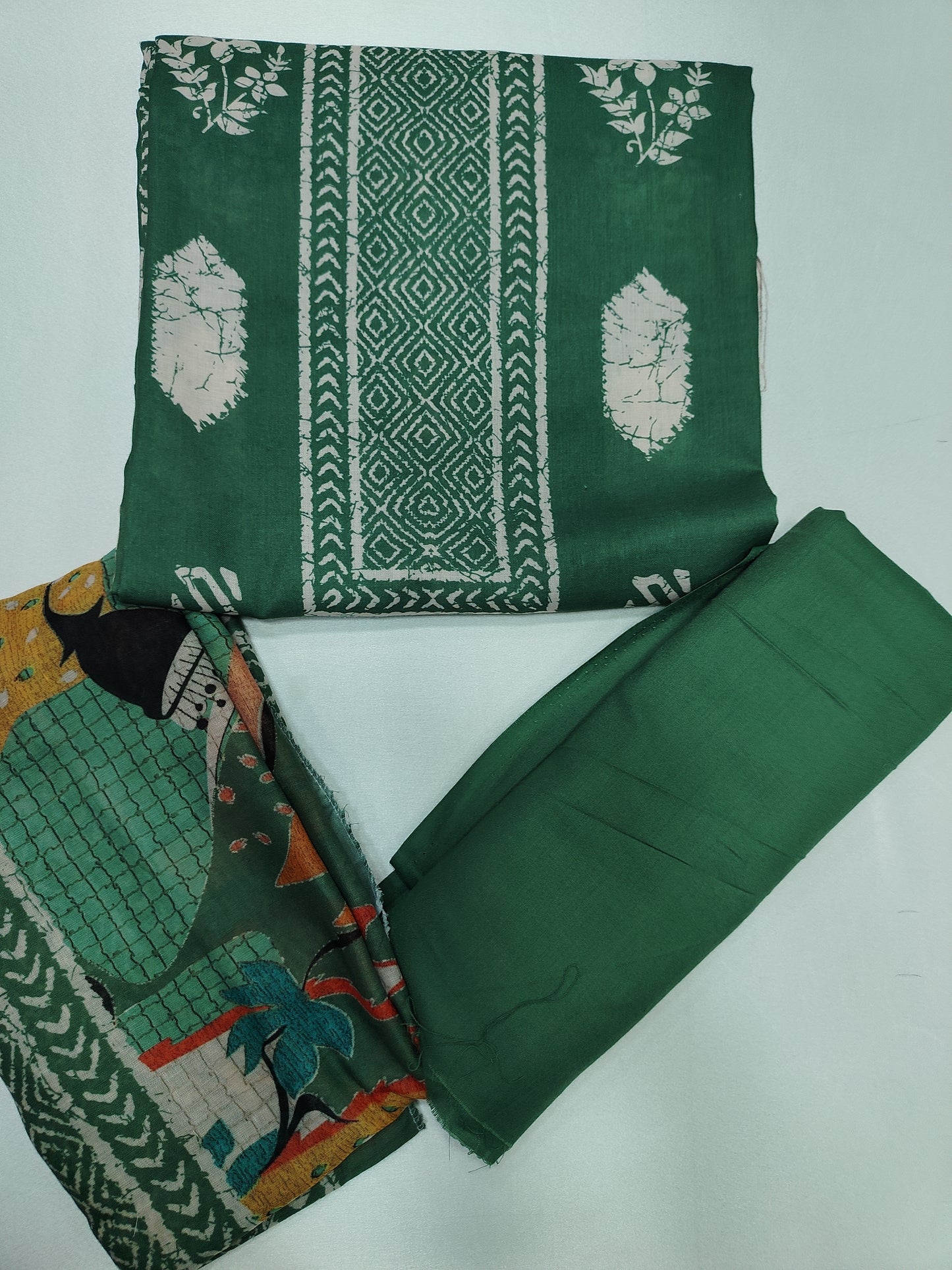 Printed Suit With floral work Unstitched Cotton Suit