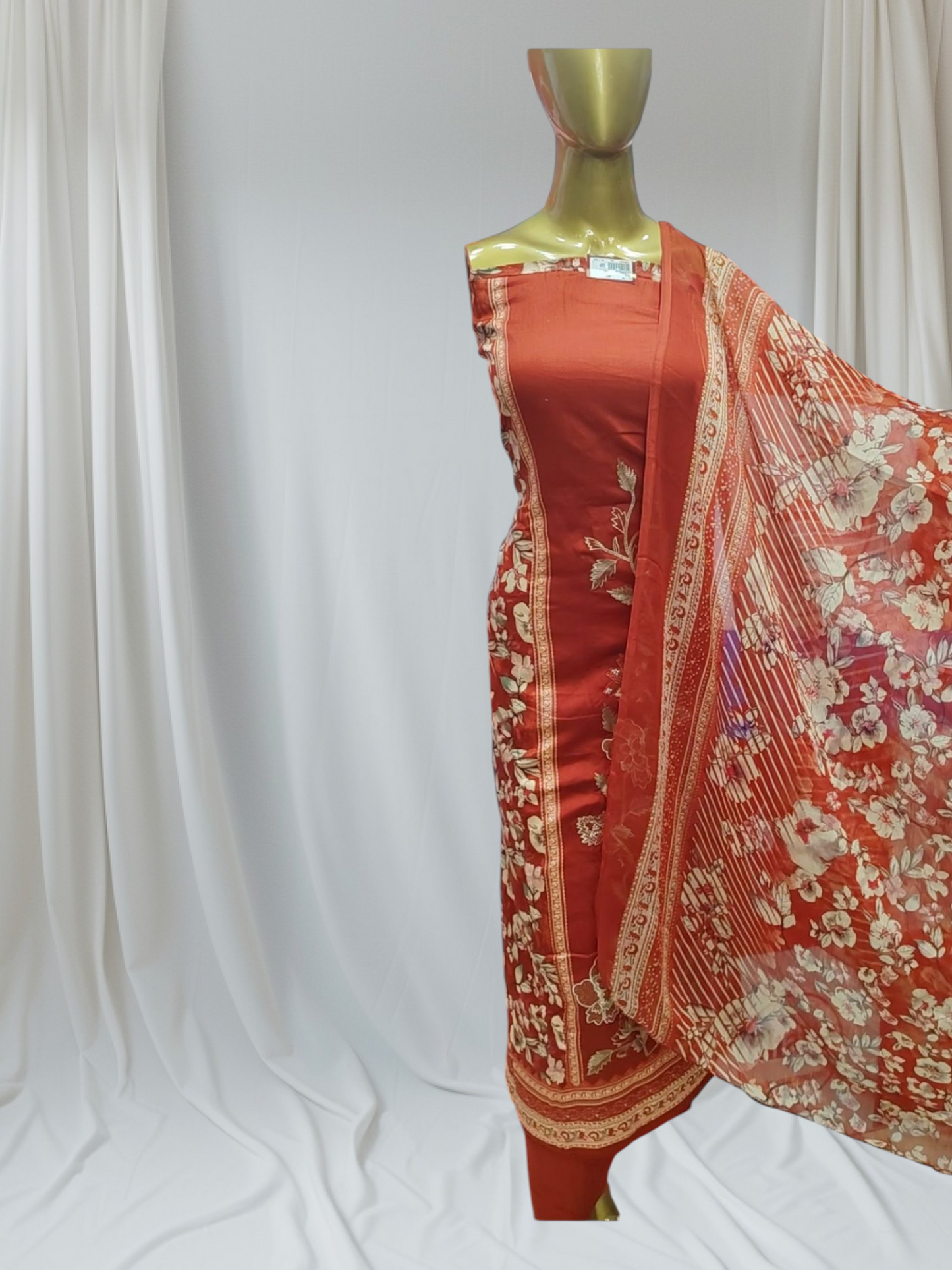 Pure Jaam Cotton Embroidery Work With Pannel Work Simple Dupatta With Unstitched Suit