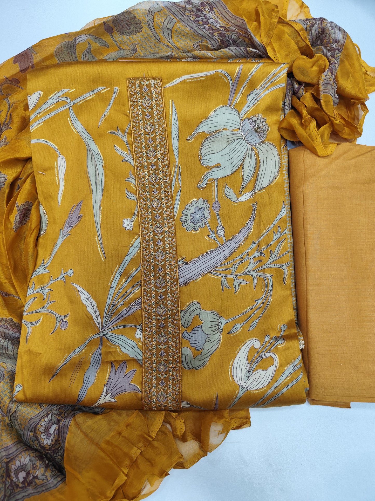 Pure Cotton with Girlish,Patti Work And Unstitched Suit