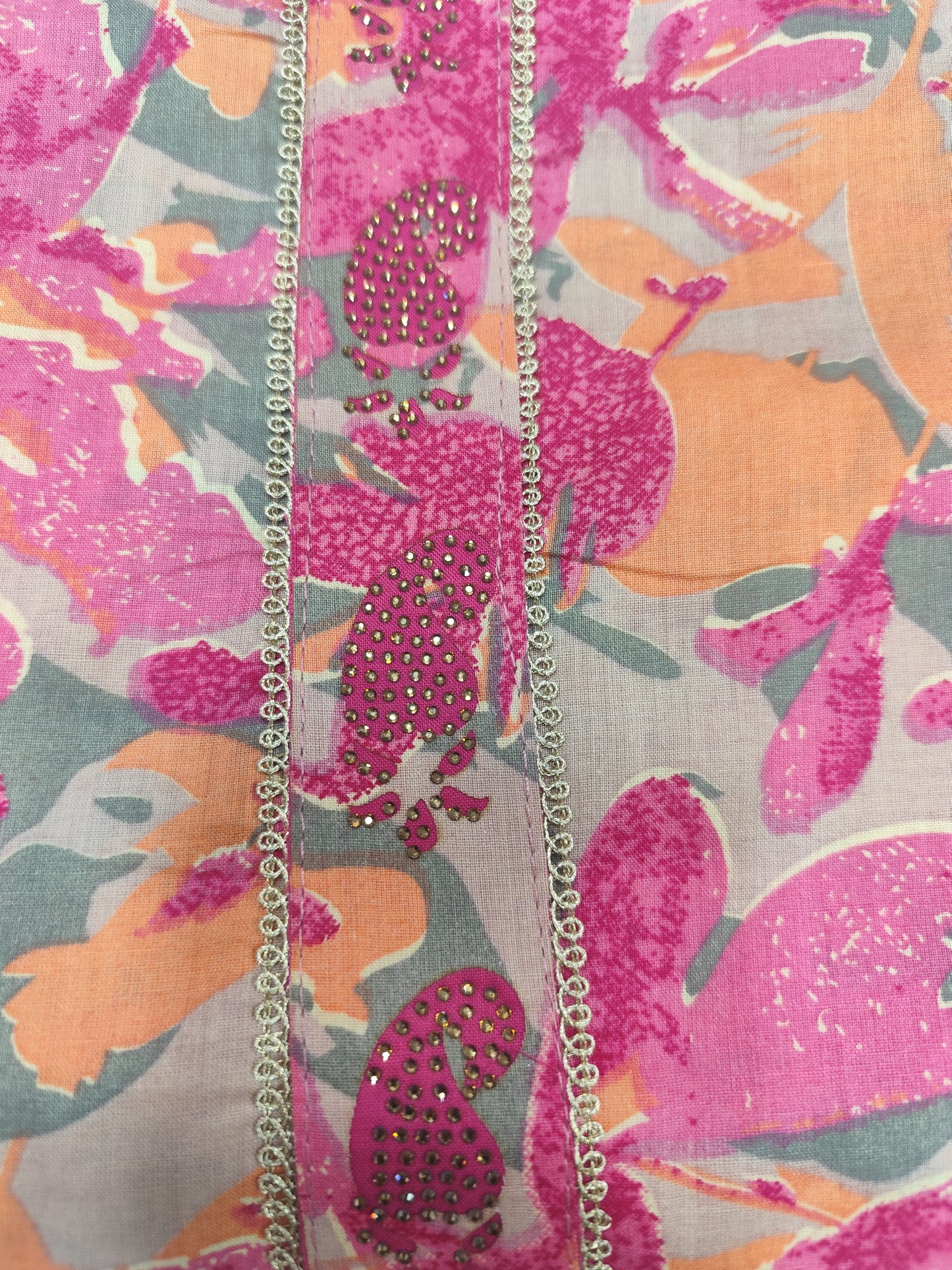 PURE COTTON NECK PATTI WITH PRINTED UNSTITCHED SUIT PARIS BEAUTY