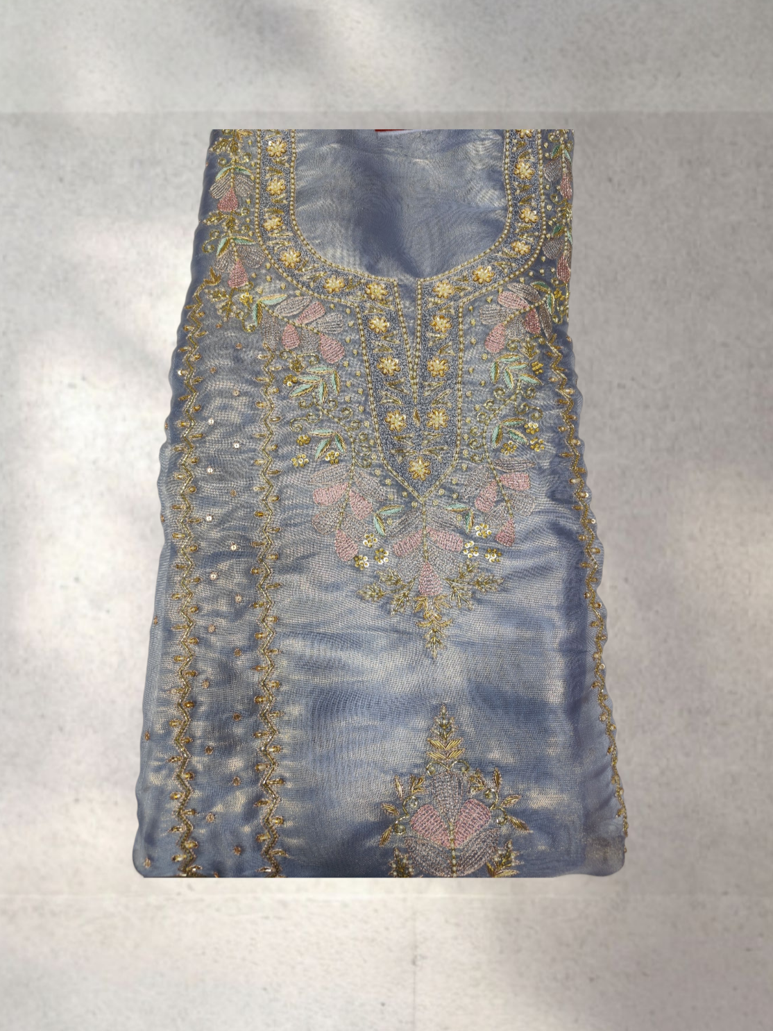 SHASHA SILK PARTYWEAR UNSTITCHED SUITS MOTI WORK DESIGNER DUPATTA
