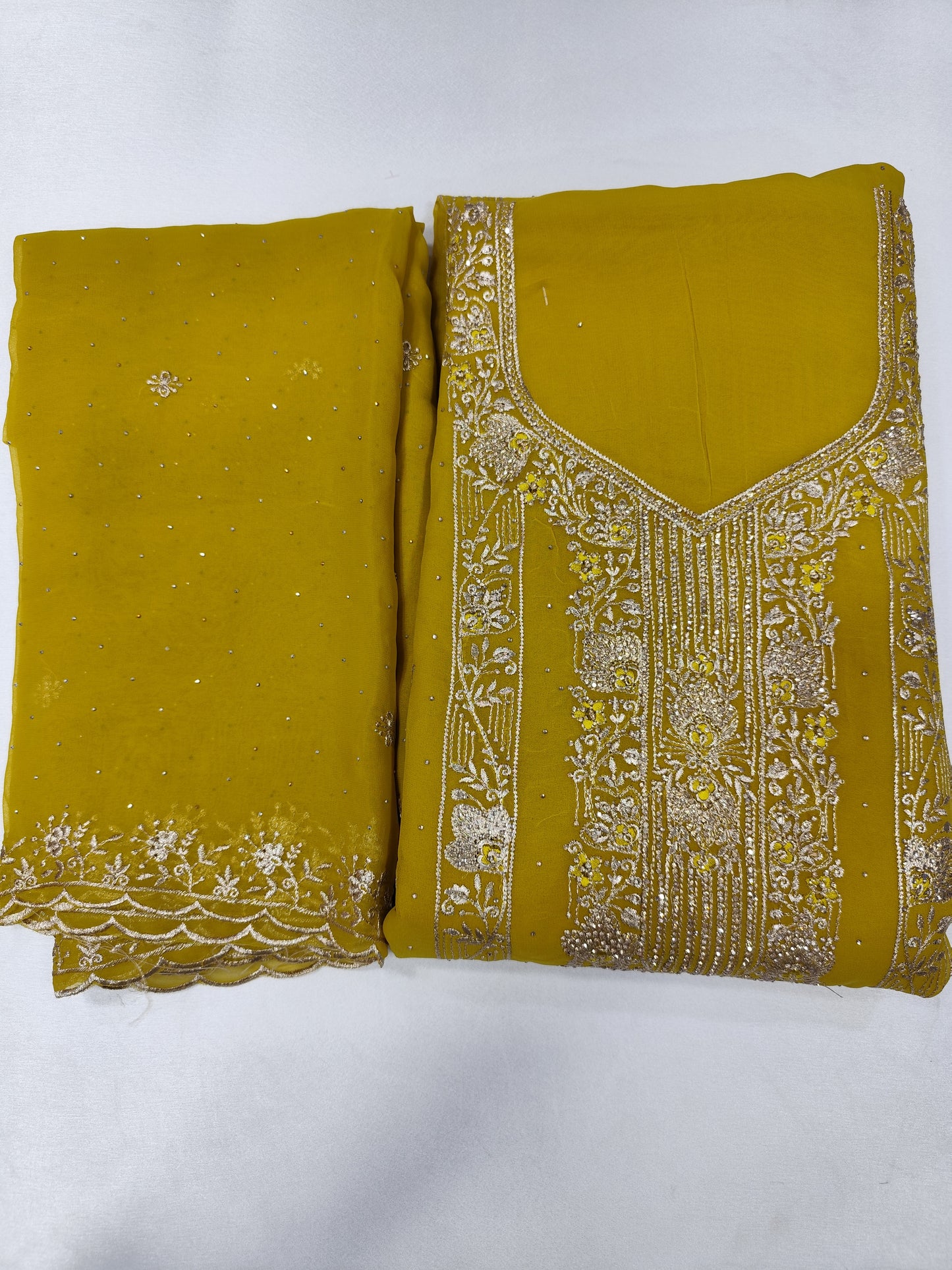 Partywear unstitched Georgette suit with dupatta and bottom