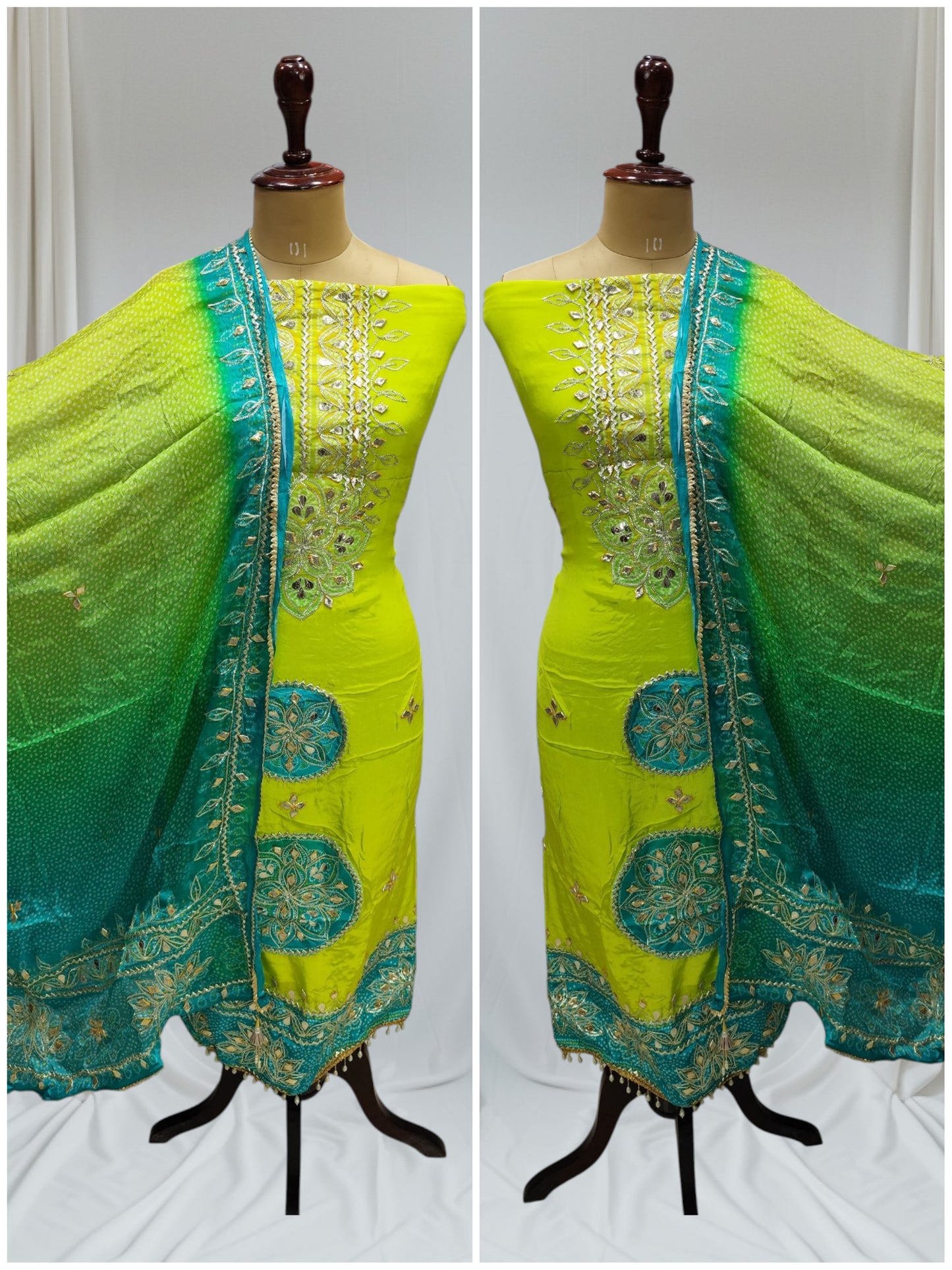 New designer heavy crepe silk unstitched suit with gotapatti work heavy gotapatti work dupatta