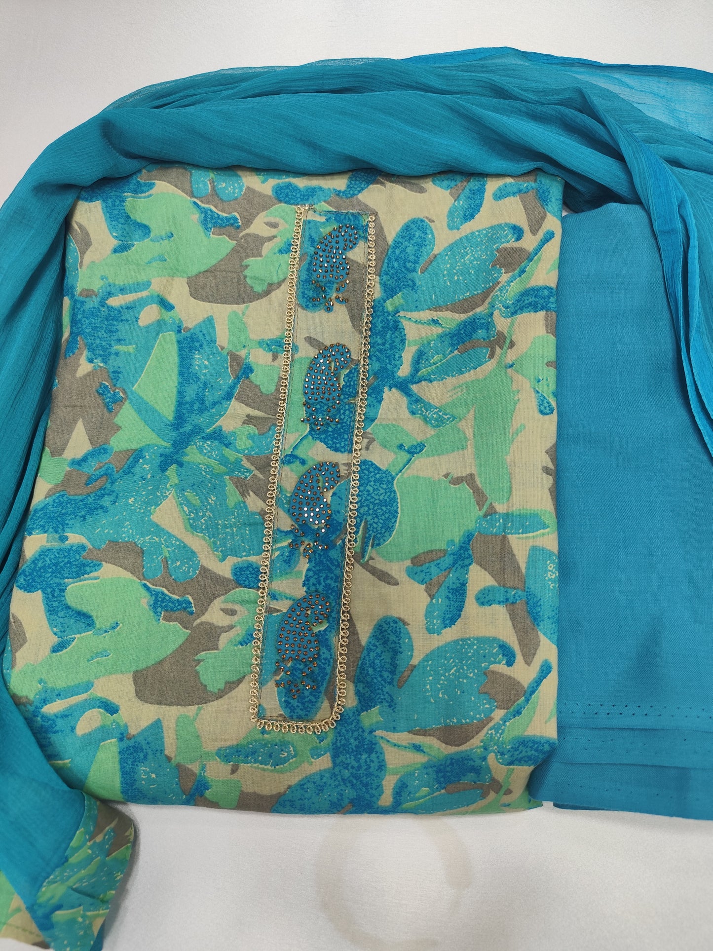 PURE COTTON NECK PATTI WITH PRINTED UNSTITCHED SUIT PARIS BEAUTY