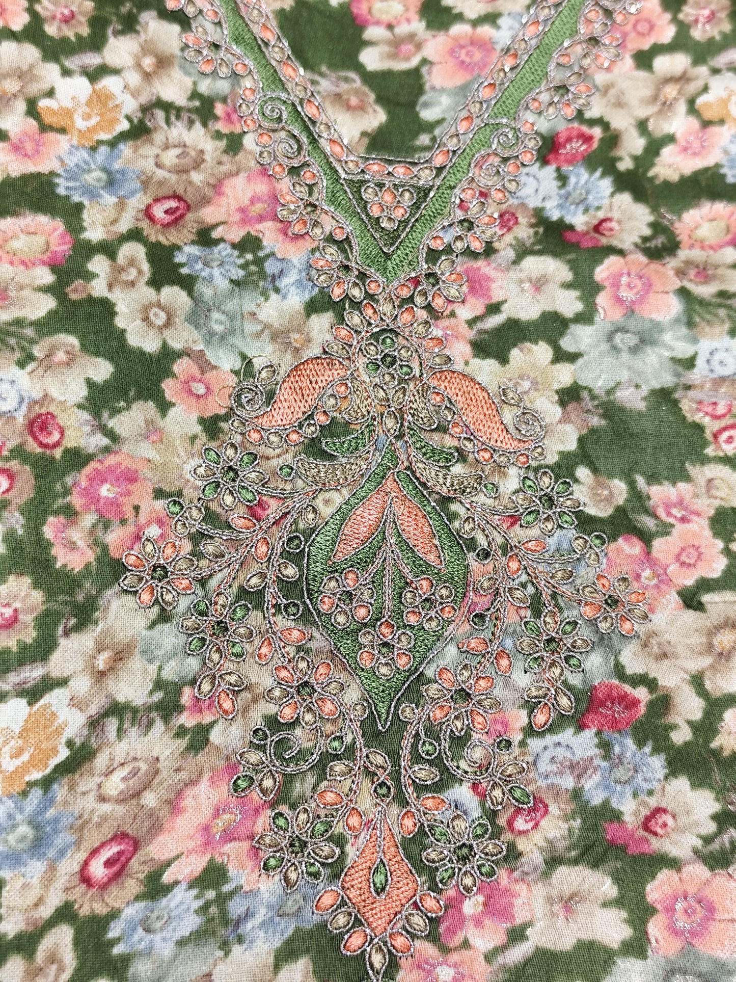 Fancy Suit Gala Work Unstitched Suit With Print Dupatta