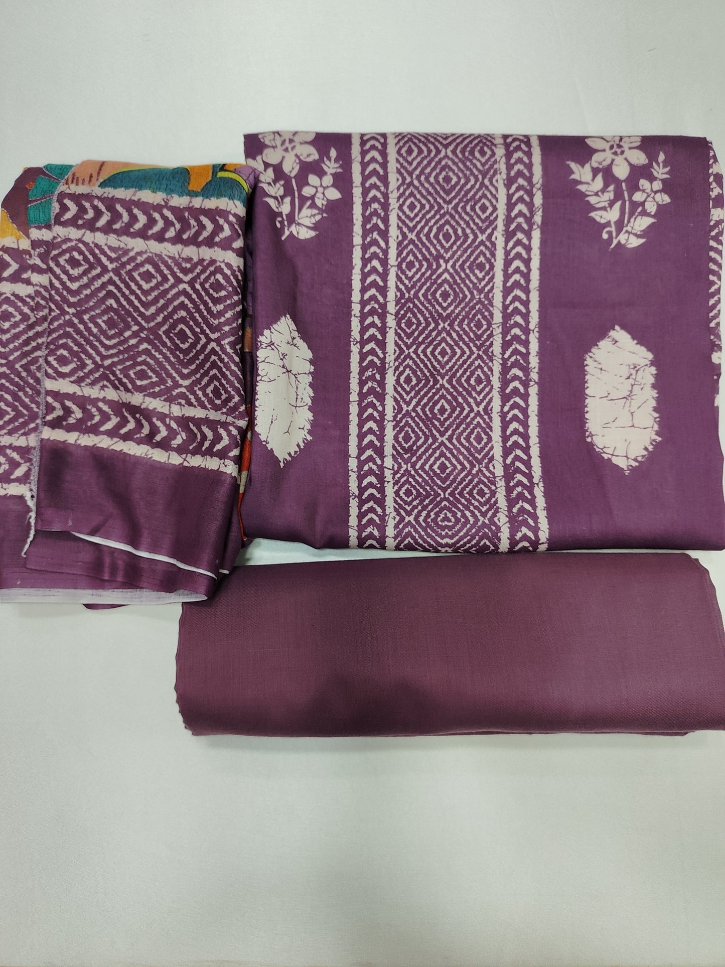Printed Suit With floral work Unstitched Cotton Suit