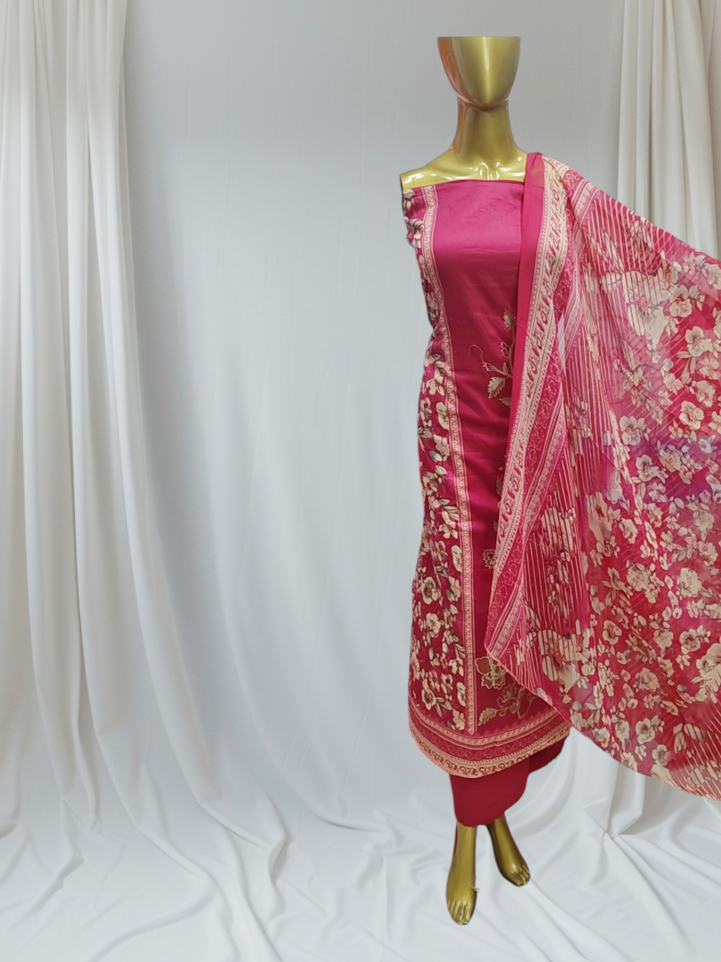Pure Jaam Cotton Embroidery Work With Pannel Work Simple Dupatta With Unstitched Suit