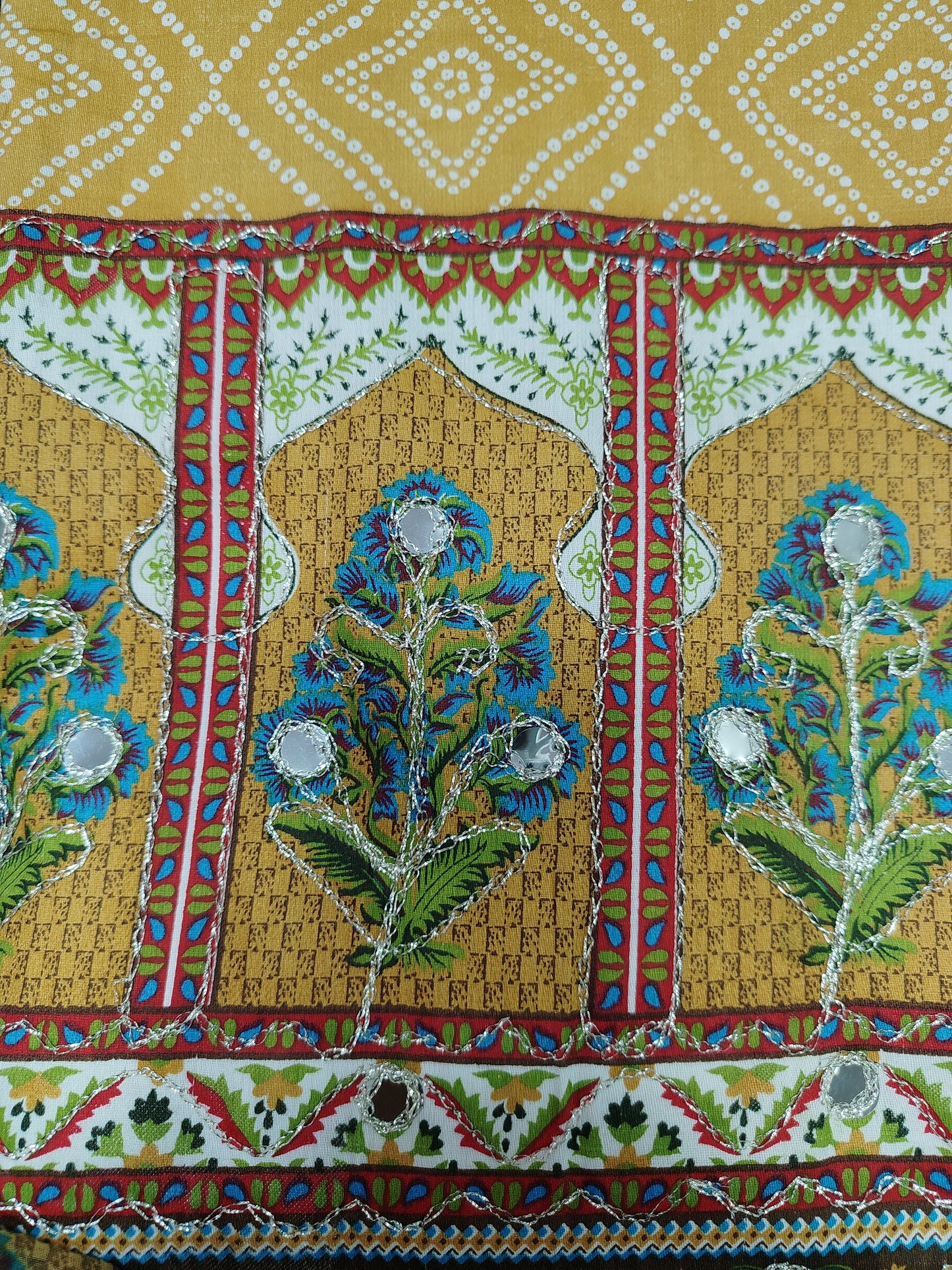 Cotton Unstitched Suit with Reyon Salwar Nazneen Dupatta