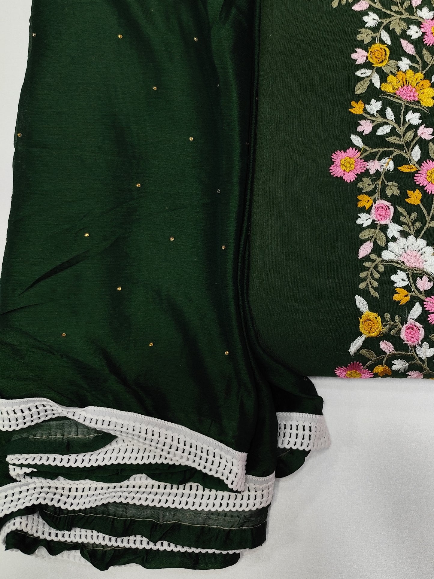 Pure cotton unstitched suit with cotton dupatta and bottom
