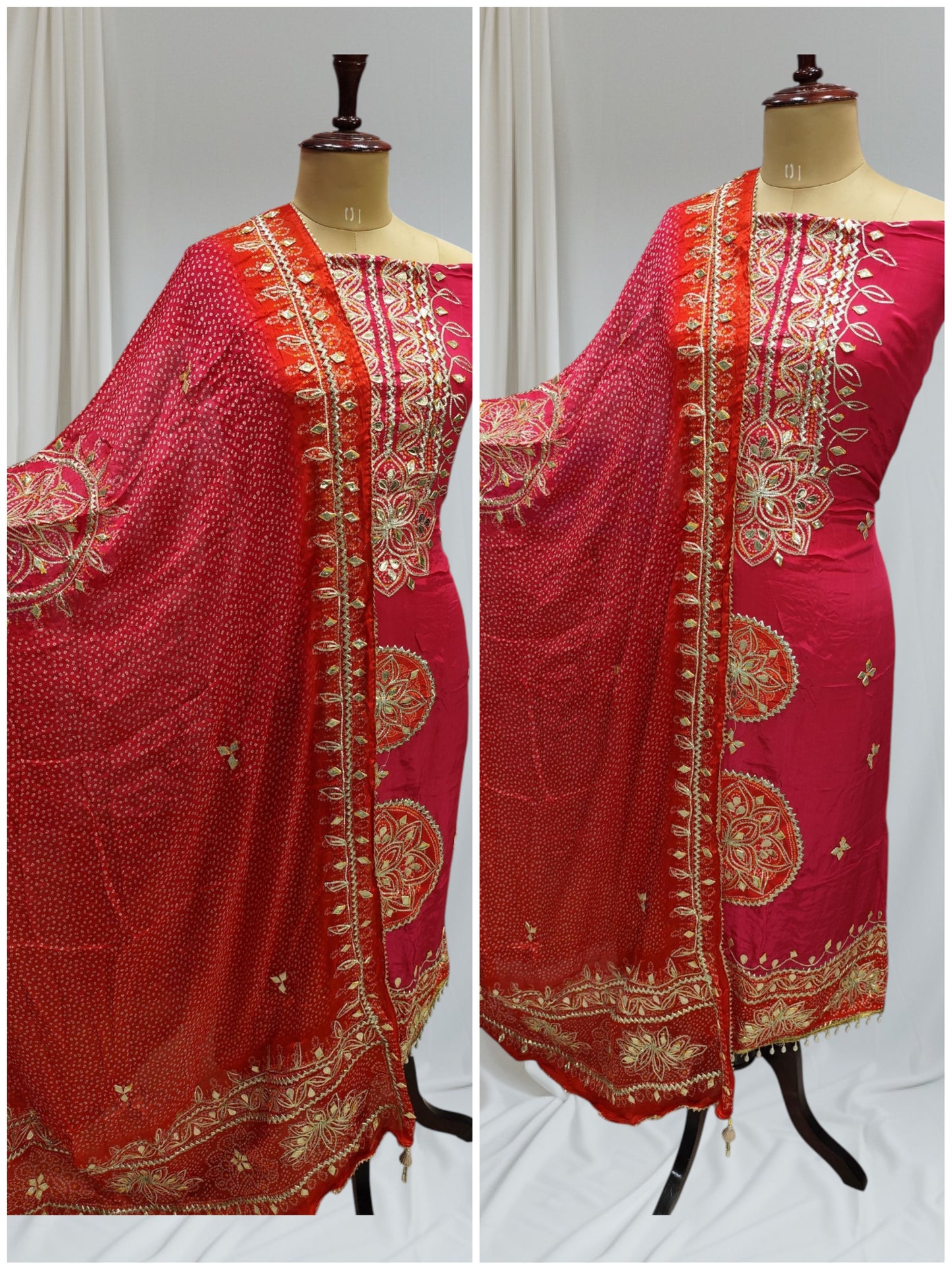 New designer heavy crepe silk unstitched suit with gotapatti work heavy gotapatti work dupatta