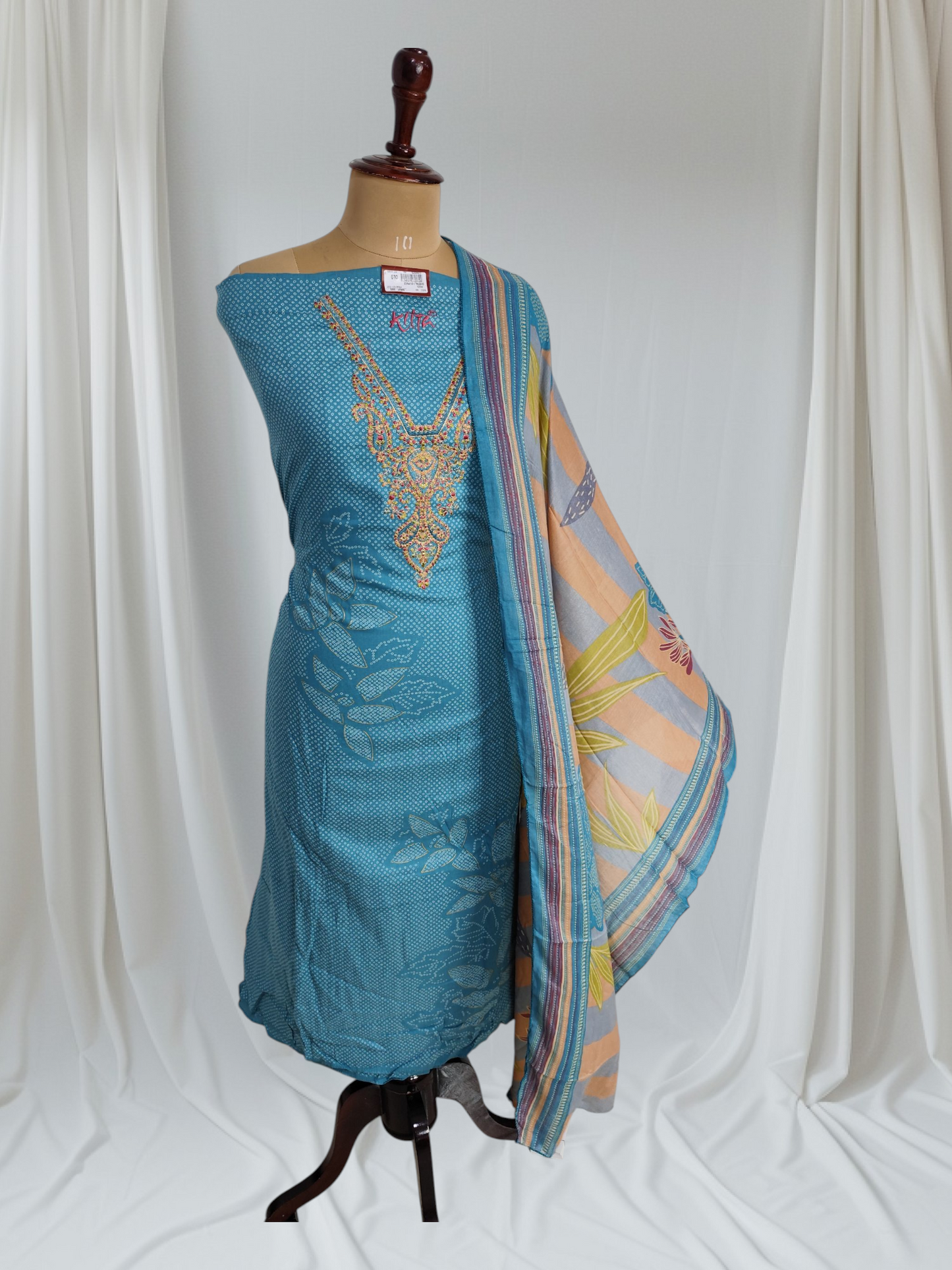 Pure Cambric Foil Flower Print With Embroidery V Neck Work Unstitched Suit