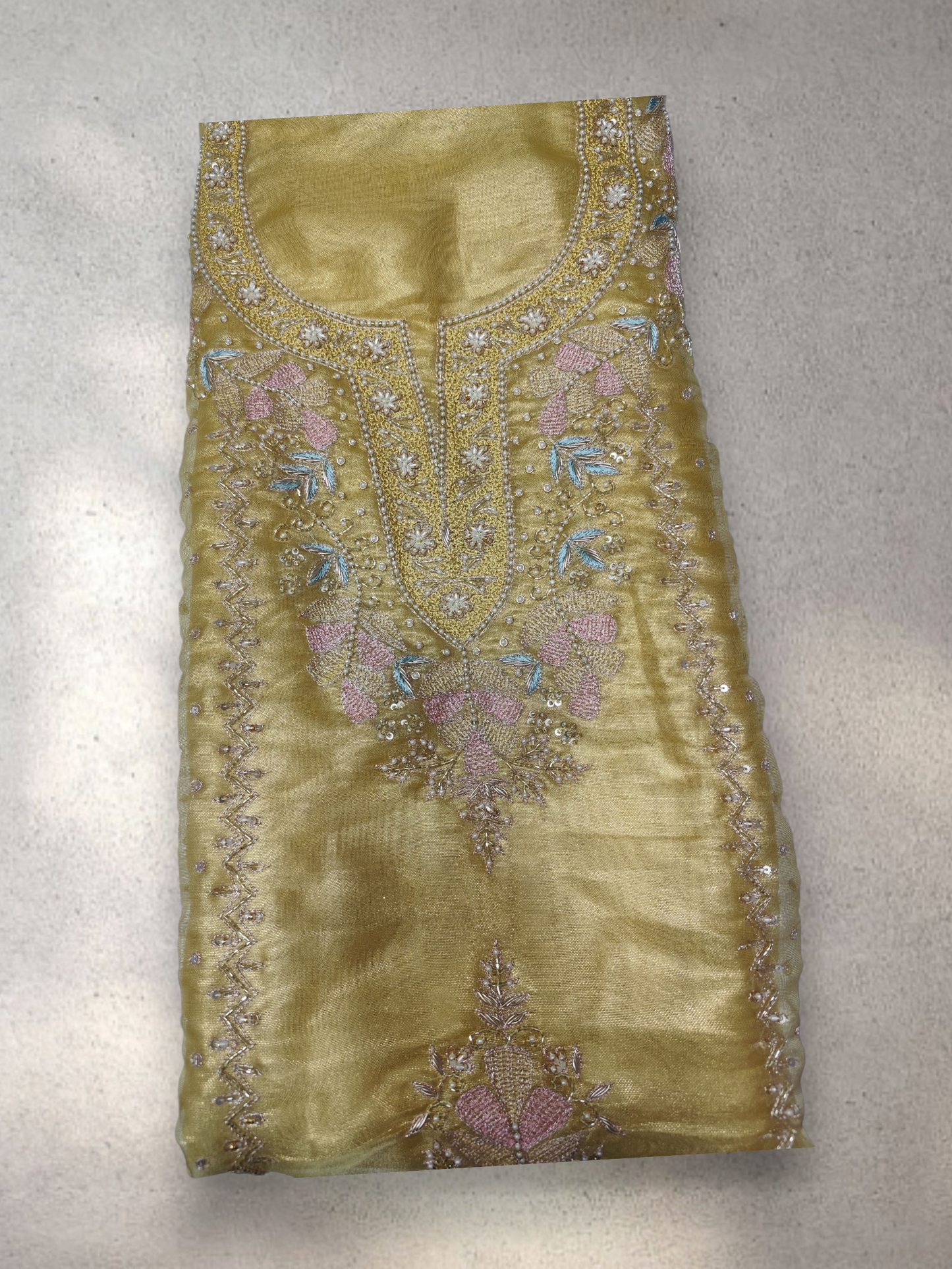 SHASHA SILK PARTYWEAR UNSTITCHED SUITS MOTI WORK DESIGNER DUPATTA