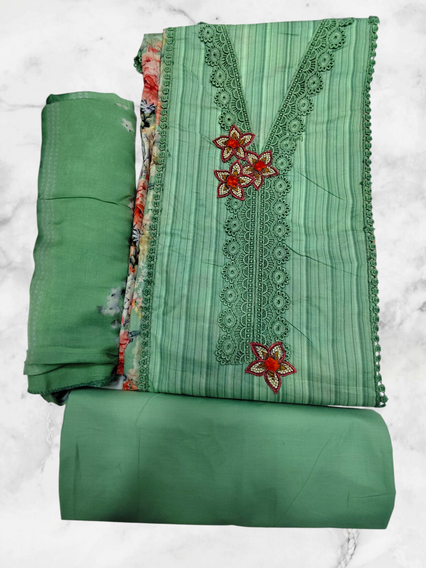 PREMIUM DIGITAL HANSA FALGUNI PRINT COTTON UNSTITCHED SUIT