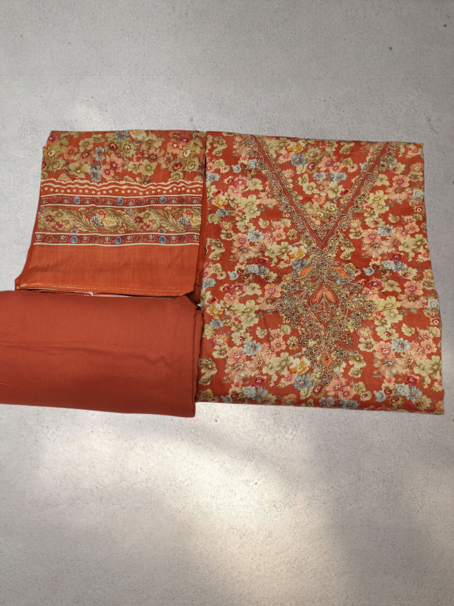 Fancy Suit Gala Work Unstitched Suit With Print Dupatta