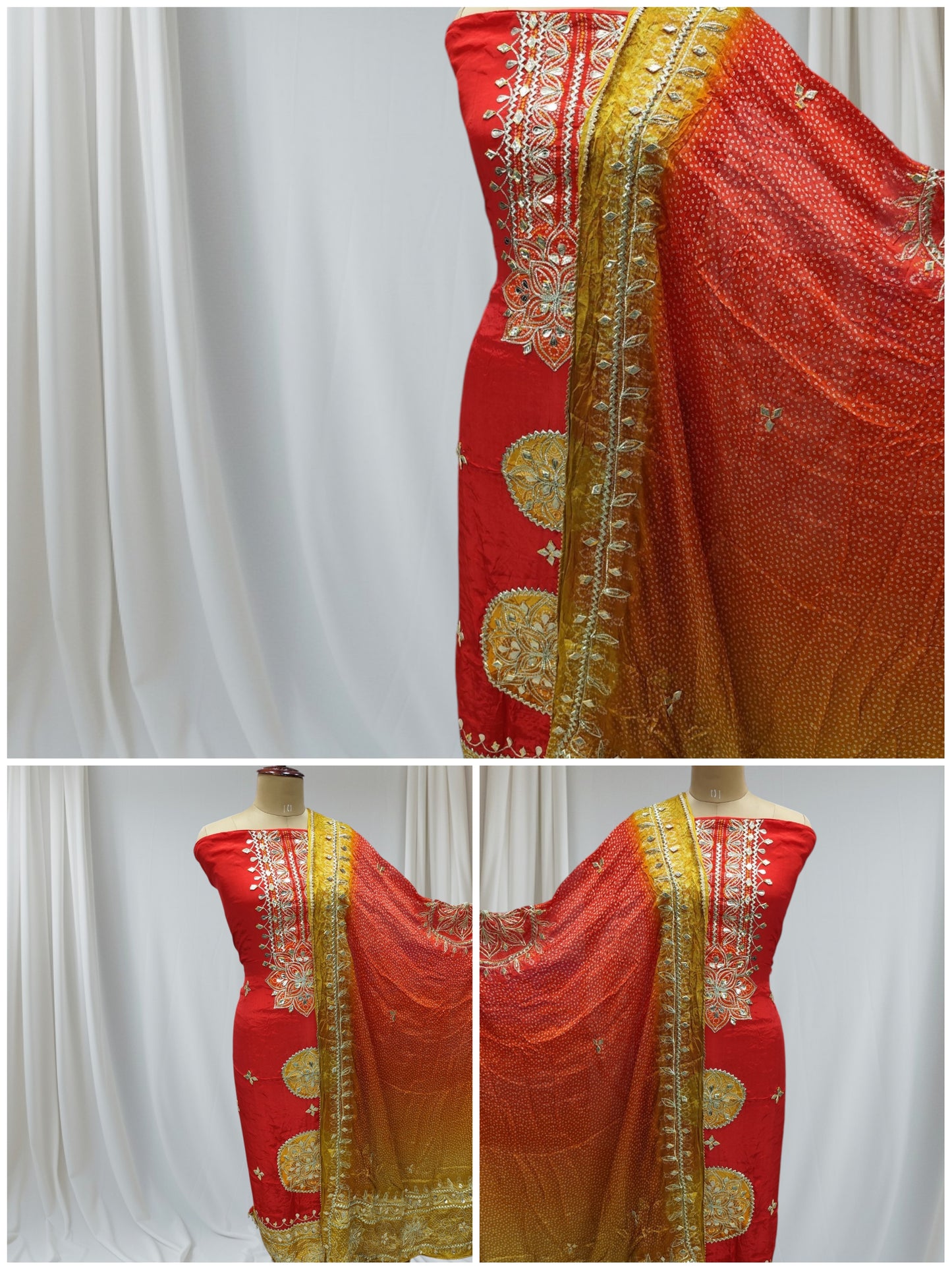 New designer heavy crepe silk unstitched suit with gotapatti work heavy gotapatti work dupatta