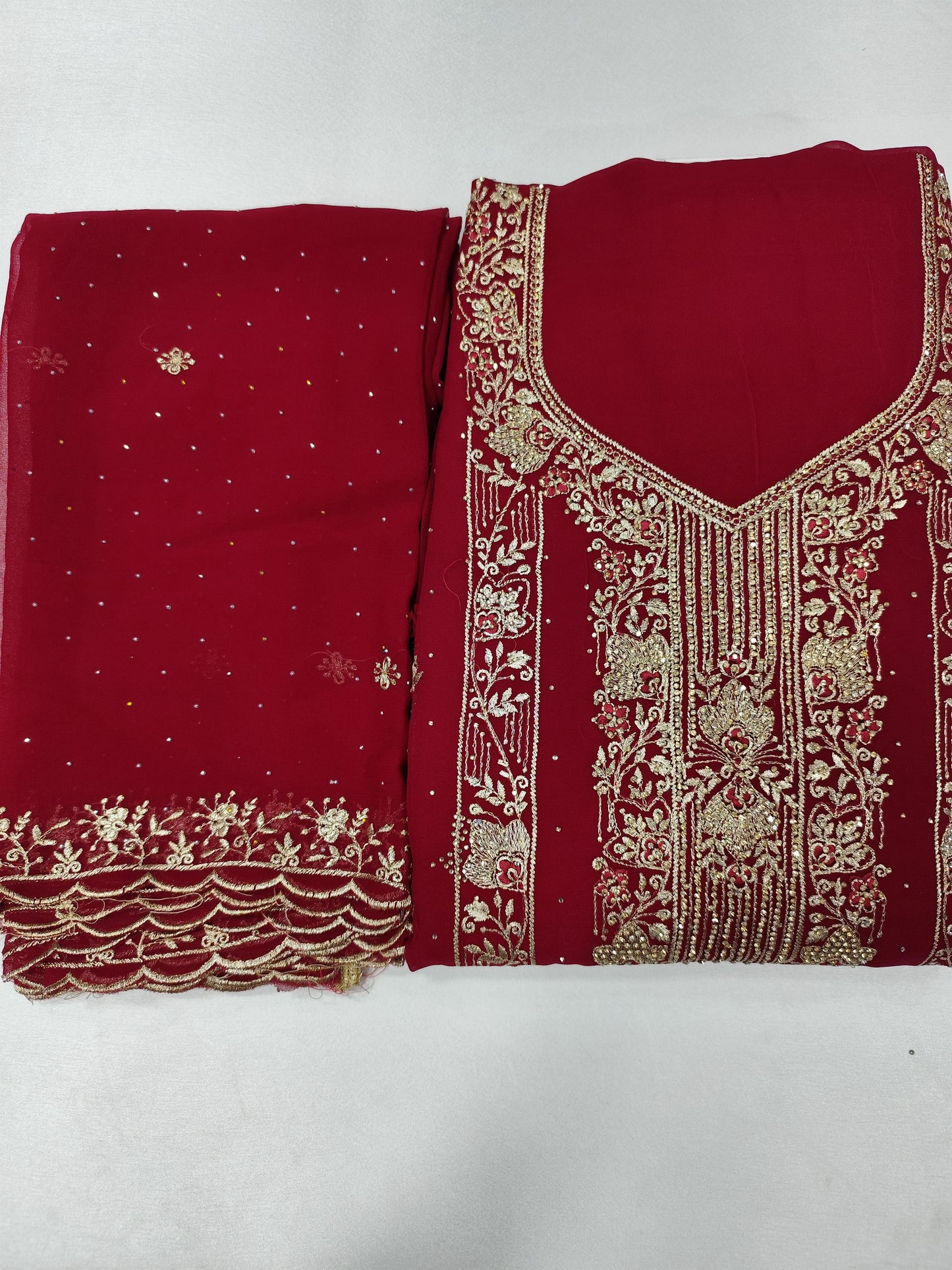 Partywear unstitched Georgette suit with dupatta and bottom