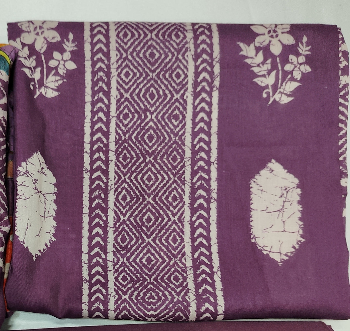 Printed Suit With floral work Unstitched Cotton Suit