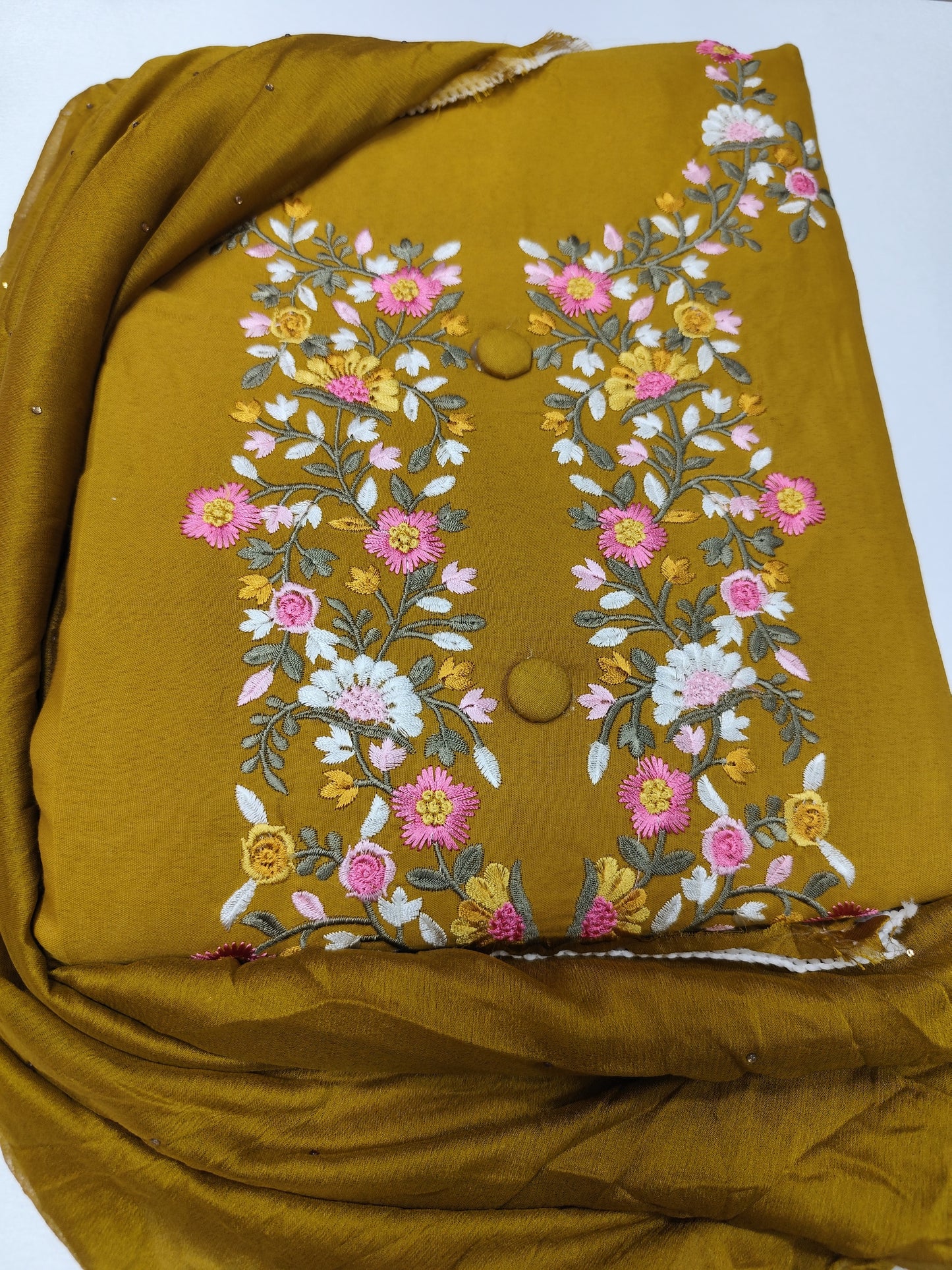 Pure cotton unstitched suit with cotton dupatta and bottom
