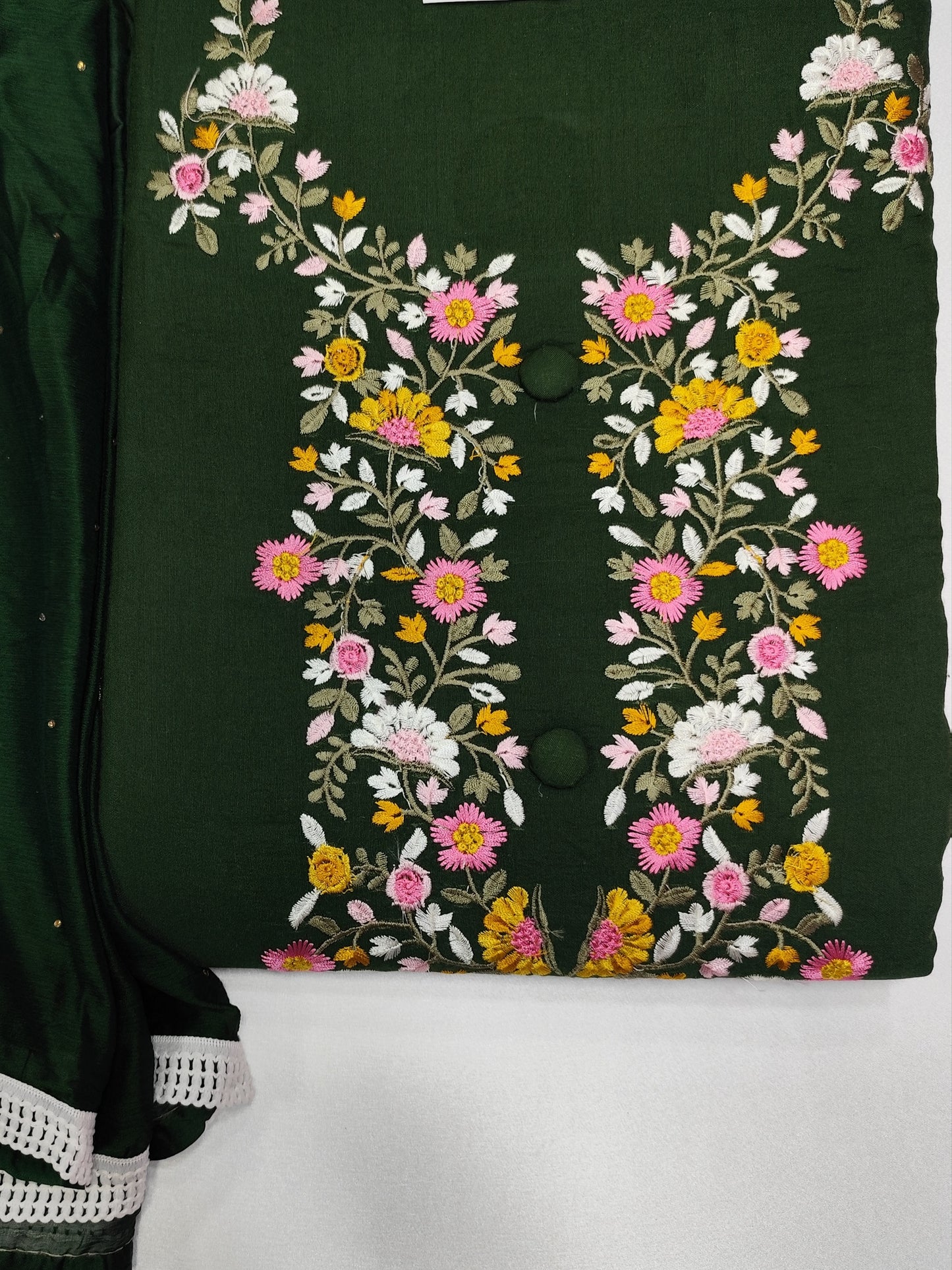 Pure cotton unstitched suit with cotton dupatta and bottom