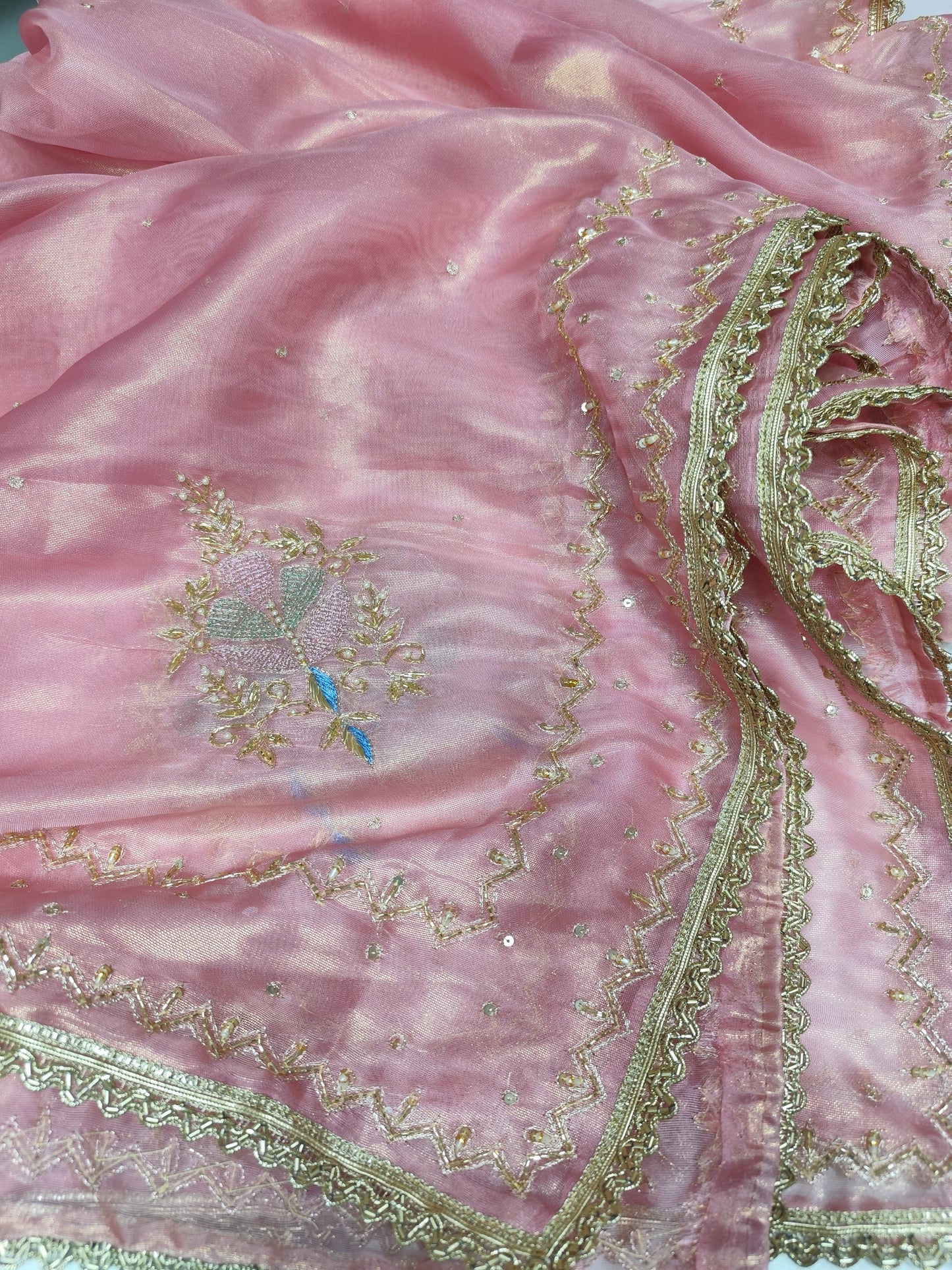 SHASHA SILK PARTYWEAR UNSTITCHED SUITS MOTI WORK DESIGNER DUPATTA