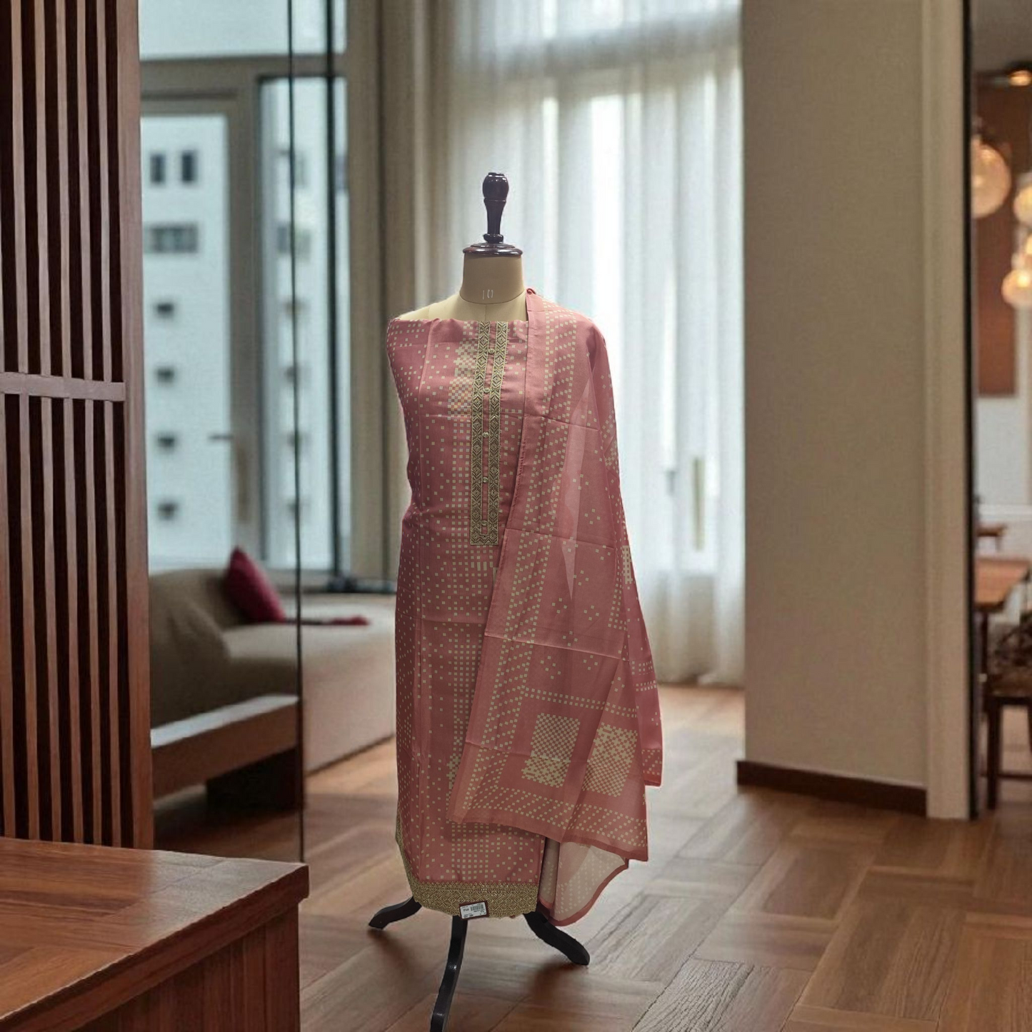 "Pure Silk Partywear Suit – Timeless Grace"