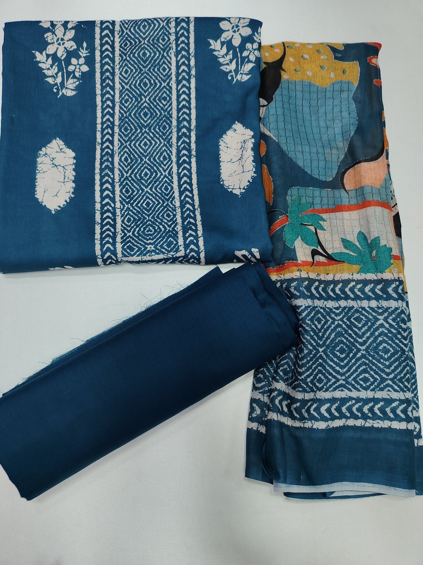 Printed Suit With floral work Unstitched Cotton Suit