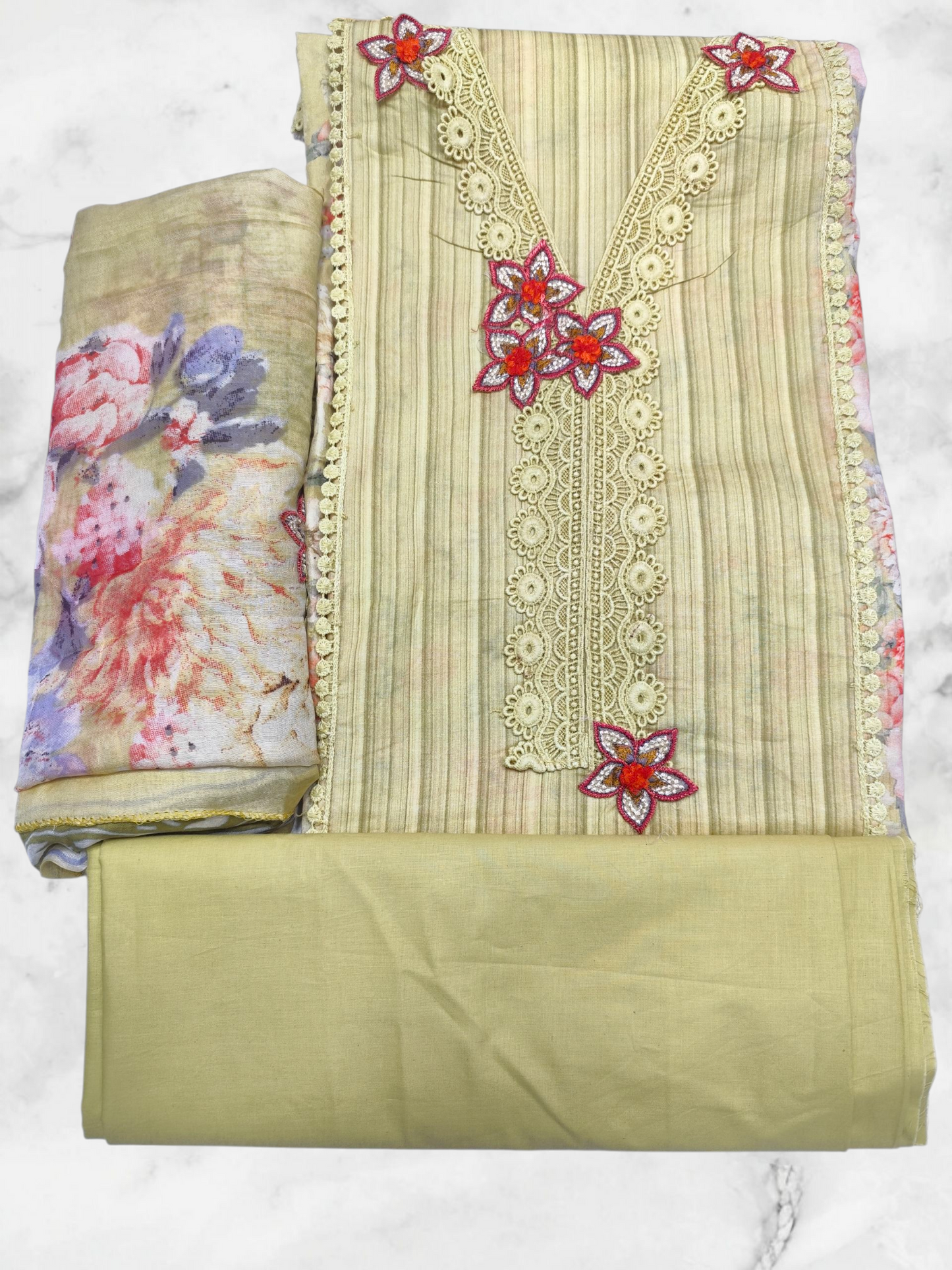 PREMIUM DIGITAL HANSA FALGUNI PRINT COTTON UNSTITCHED SUIT