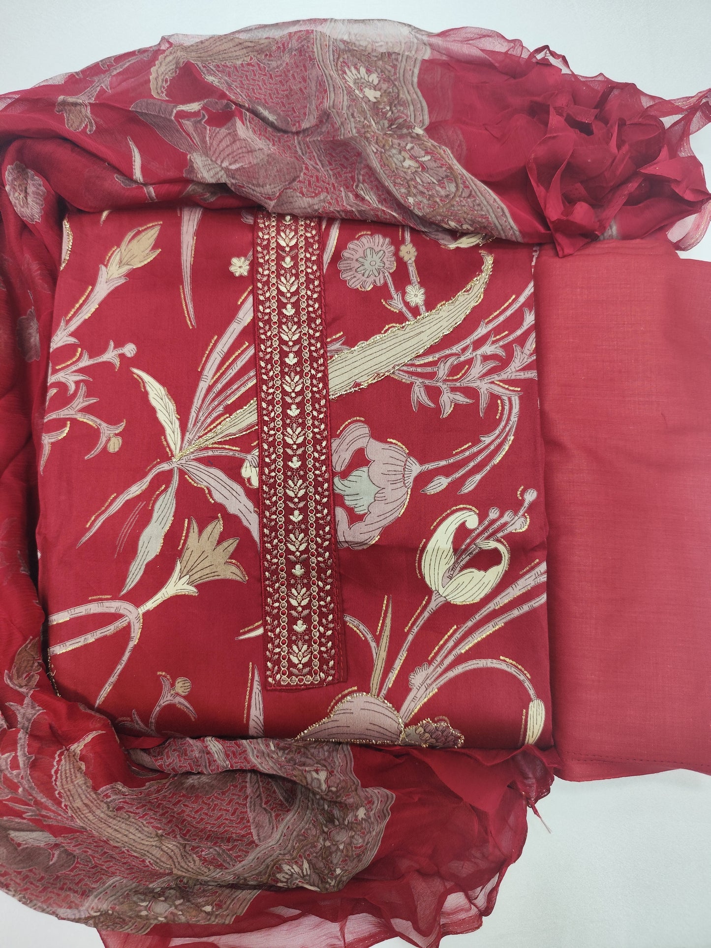 Pure Cotton with Girlish,Patti Work And Unstitched Suit