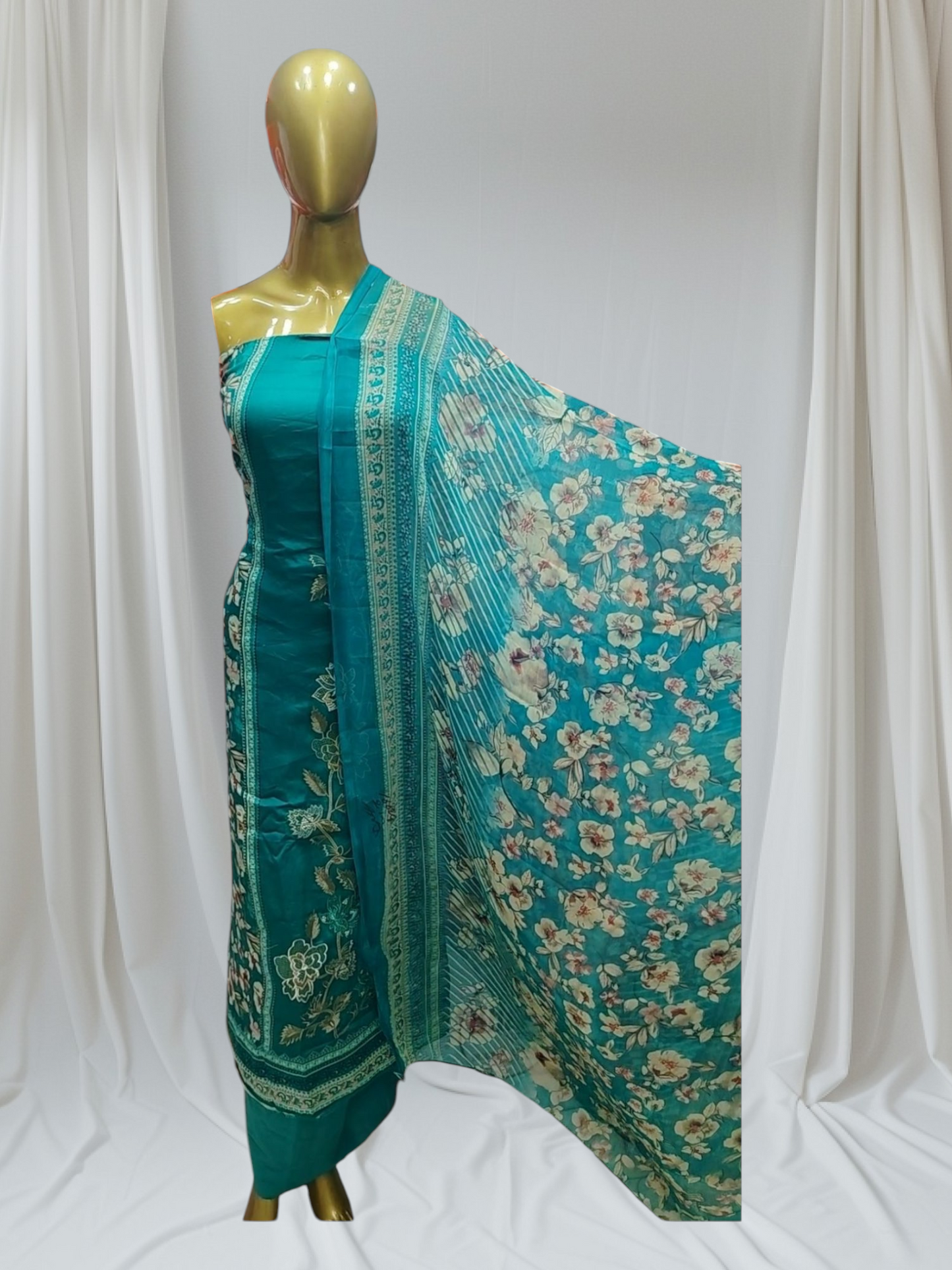Pure Jaam Cotton Embroidery Work With Pannel Work Simple Dupatta With Unstitched Suit