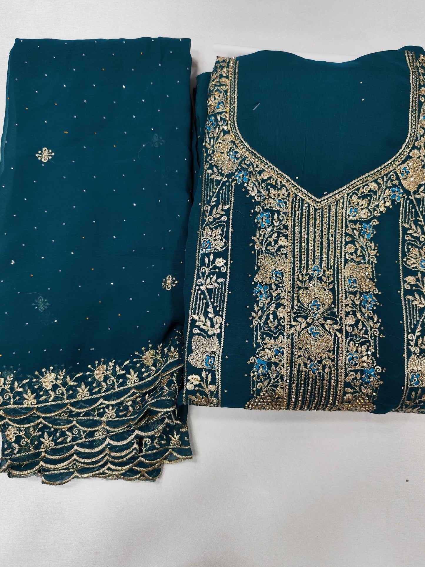 Partywear unstitched Georgette suit with dupatta and bottom