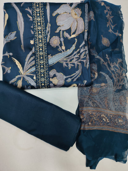 Pure Cotton with Girlish,Patti Work And Unstitched Suit