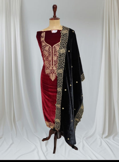 Premium Digital Velvet Designer 2 Side dupatta Unstitched Suit