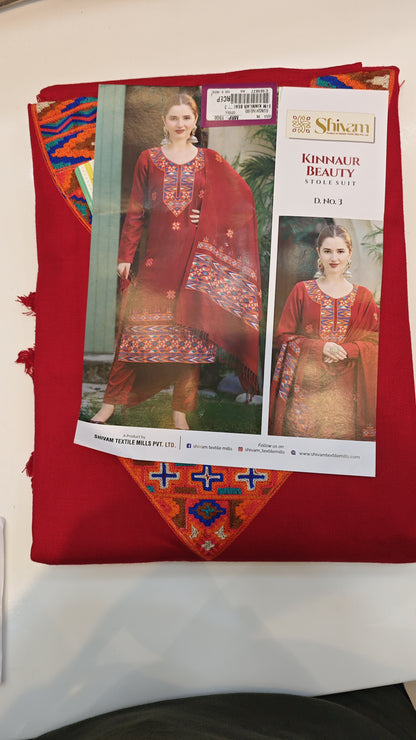 Red woolen suit