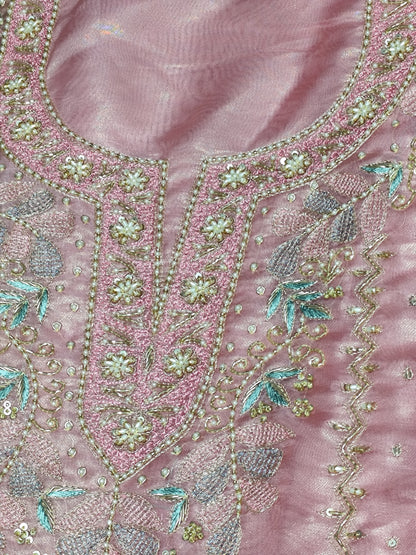 SHASHA SILK PARTYWEAR UNSTITCHED SUITS MOTI WORK DESIGNER DUPATTA