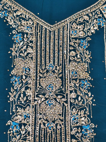 Partywear unstitched Georgette suit with dupatta and bottom
