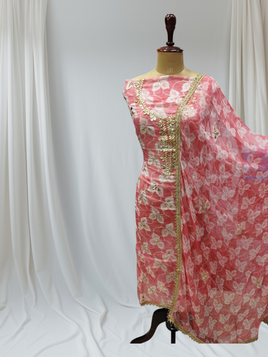 Designer Silk Salwar and Partywear Thread Gotta Work Unstitched Suit