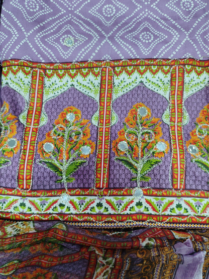 Cotton Unstitched Suit with Reyon Salwar Nazneen Dupatta