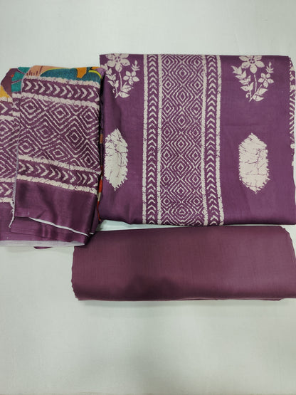 Printed Suit With floral work Unstitched Cotton Suit