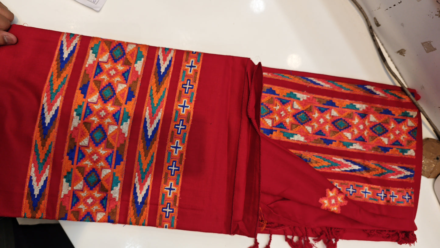 Red woolen suit