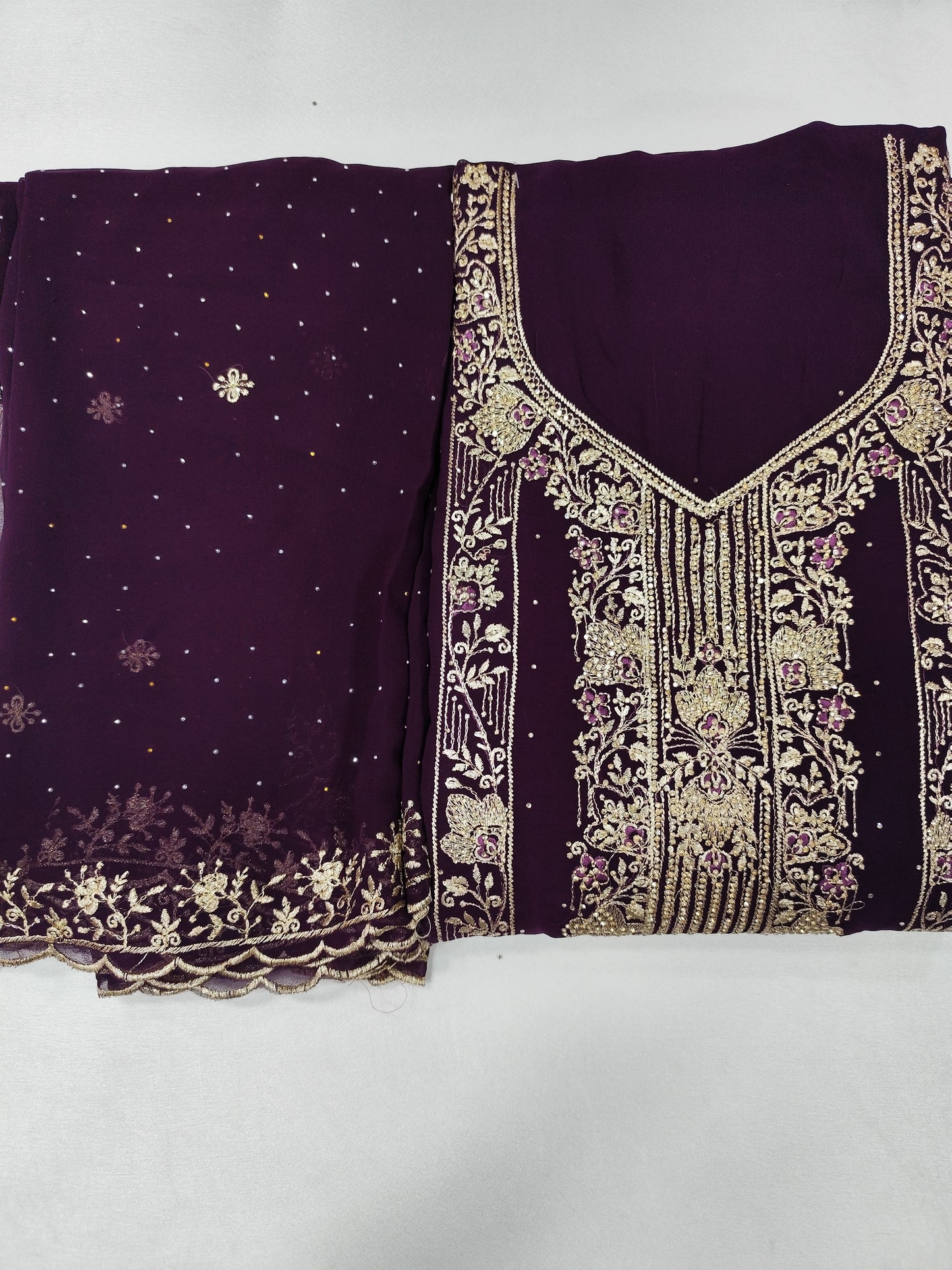 Partywear unstitched Georgette suit with dupatta and bottom