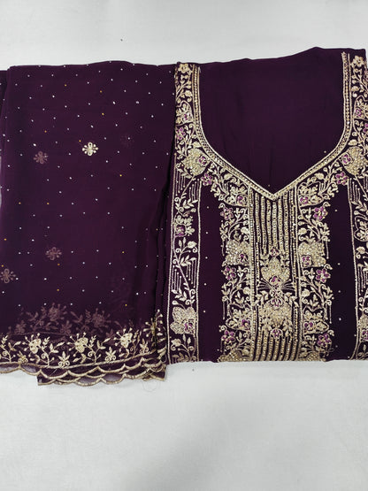 Partywear unstitched Georgette suit with dupatta and bottom